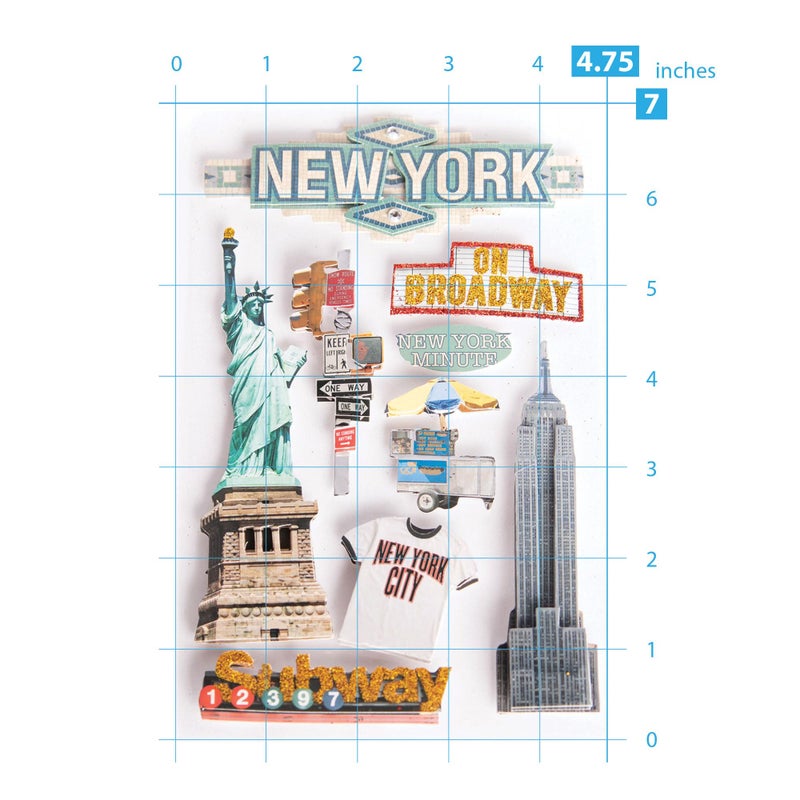 Paper House Productions STDM-0011E 3D Cardstock Stickers, New York City (3-Pack) - Image 4